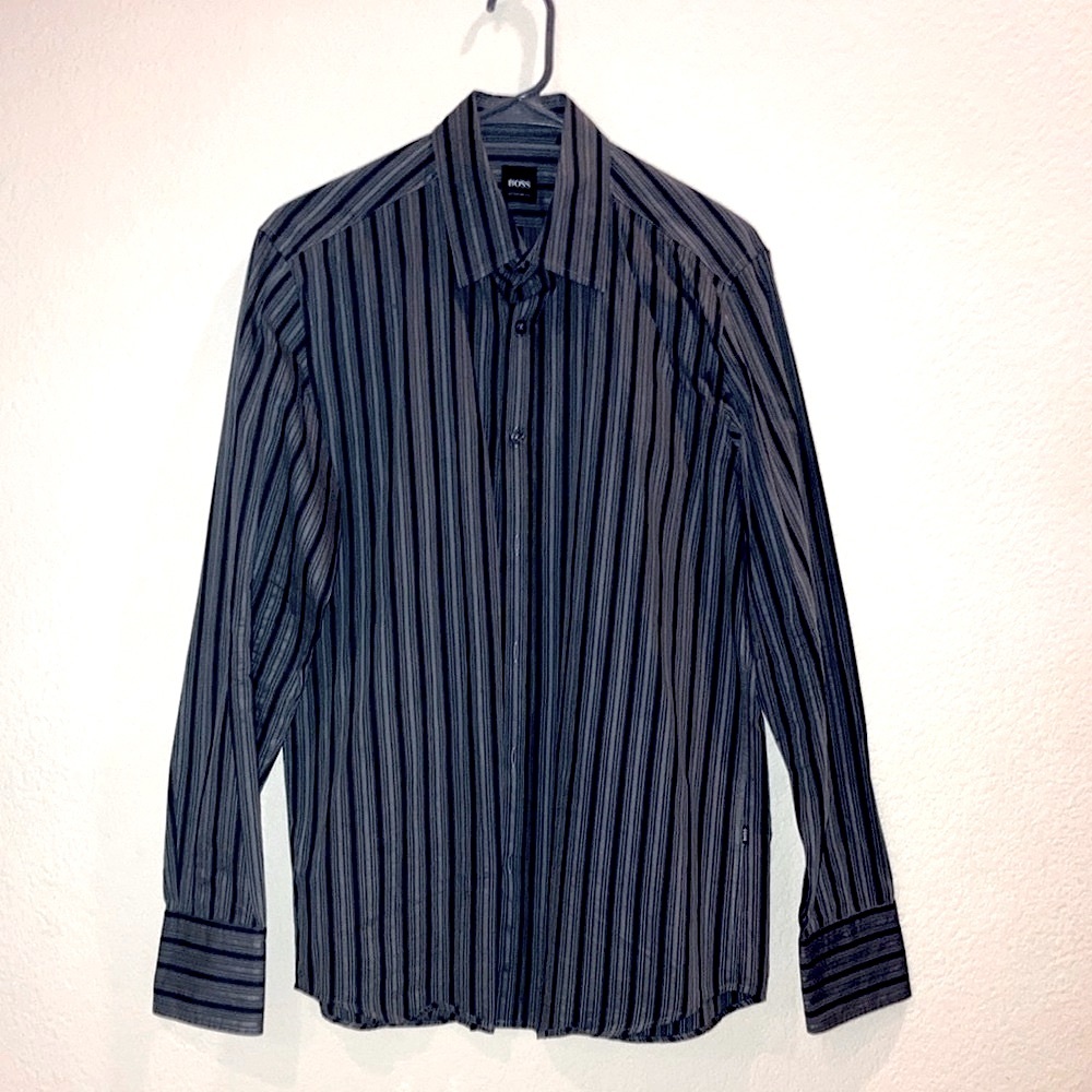 Hugo Boss Men's Striped Black Shirt